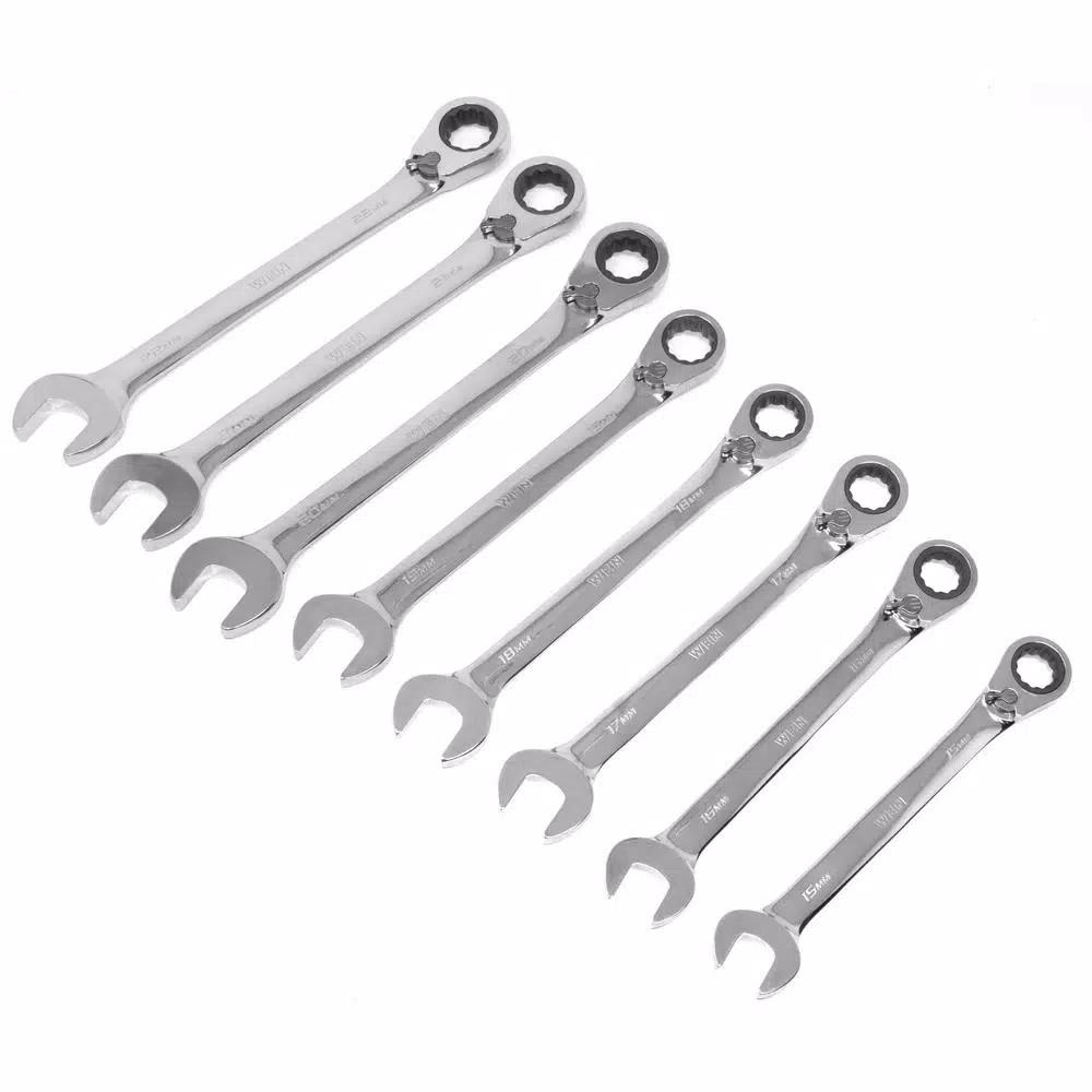 WEN 16-Piece Metric Reversible Ratcheting Combination Wrench Set with Storage Pouch