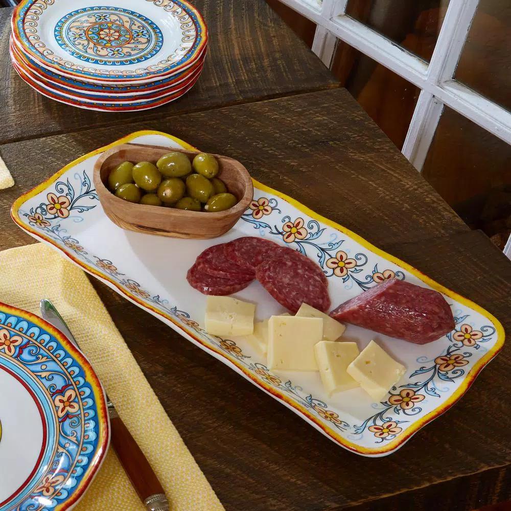 Euro Ceramica Duomo 16.75 in. Rectangular Stoneware Appetizer Platter