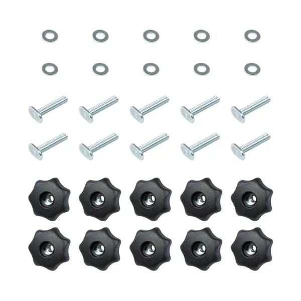 POWERTEC T-Track Knob Kit with 7-Star Knobs, Bolts, and Washers for Woodworking Jigs (10-Pack)