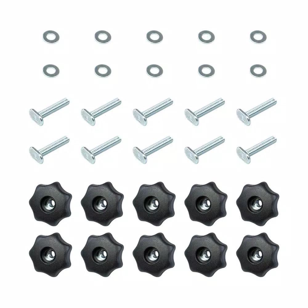 POWERTEC T-Track Knob Kit with 7-Star Knobs, Bolts, and Washers for Woodworking Jigs (10-Pack)