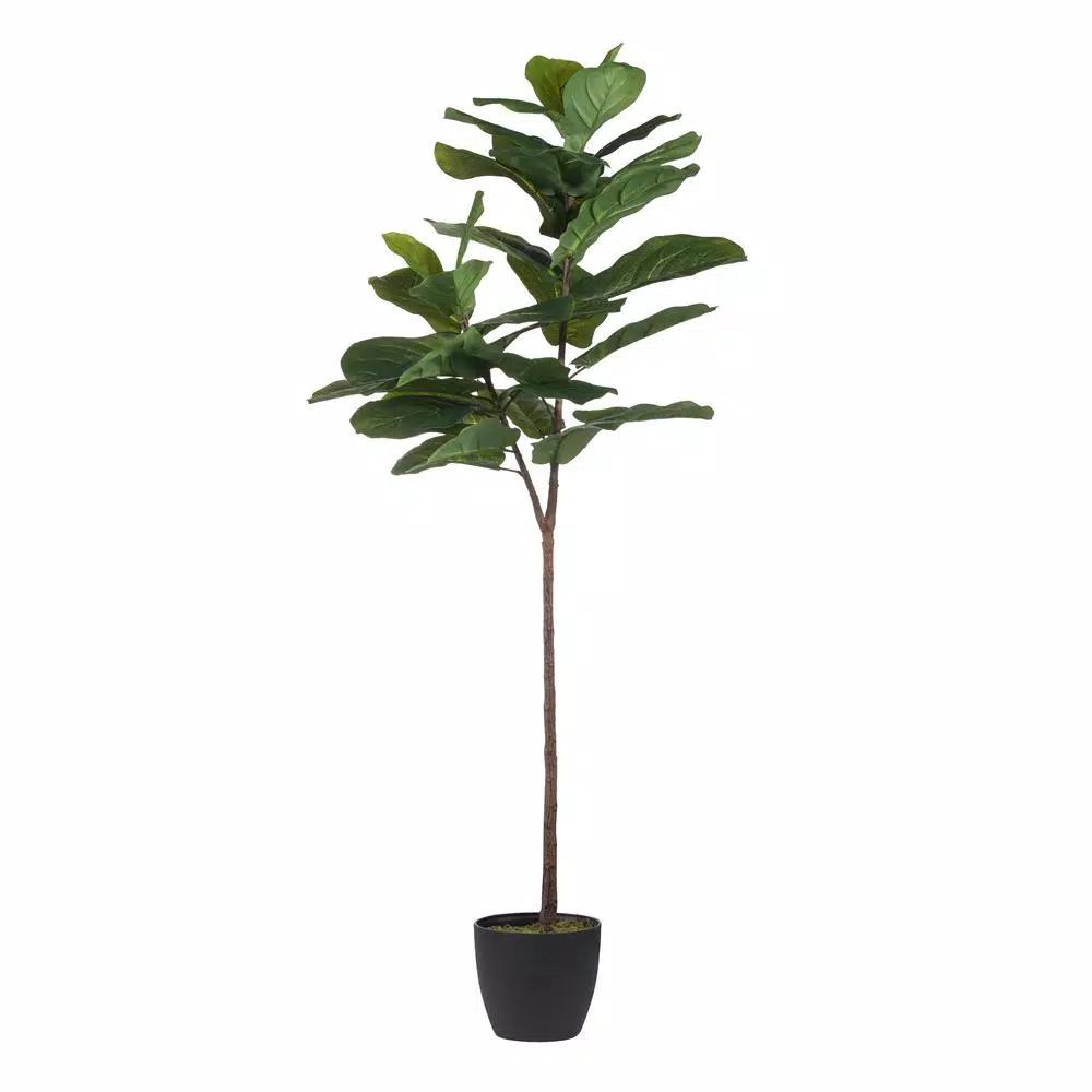 A & B Home Fiddle Leaf Green Fig Tree Artificial Plant in Green Planter
