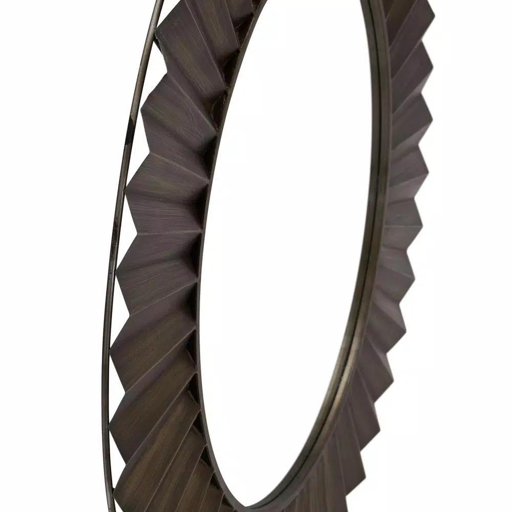 Household Essentials 37" Bronze Sunburst Round Wall Mirror - Contemporary Glam Accent Mirror