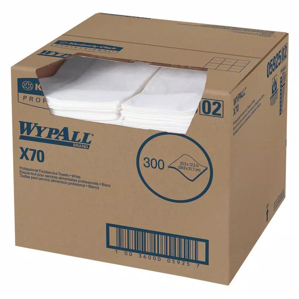Wypall X70 White Extended Use Foodservice Cleaning Wipes, 300-Count