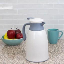 Home Basics 33.8 oz. Vacuum Insulated Thermal Carafe - 1L White Plastic Beverage Server thumbnail 4