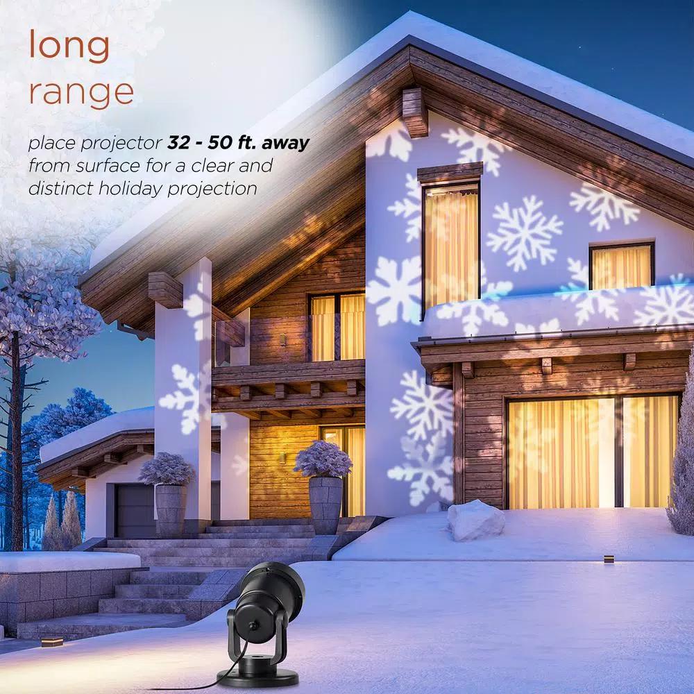 Alpine Corporation Christmas Rotating Snowflake LED Projector, Cool White Lights