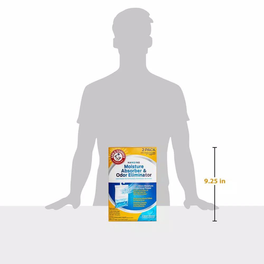 Arm & Hammer Moisture Absorber and Odor Eliminator, Clean Burst Scent, 16 oz. (2-Pack)