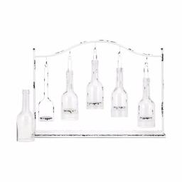 IMAX Persey 5-Votive Glass Bottle Hurricane Candle Holder, Distressed White Iron thumbnail 2