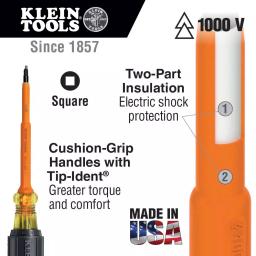 Klein Tools #2 11-5/16 in. Insulated Square Screwdriver, 1000V Rated thumbnail 2