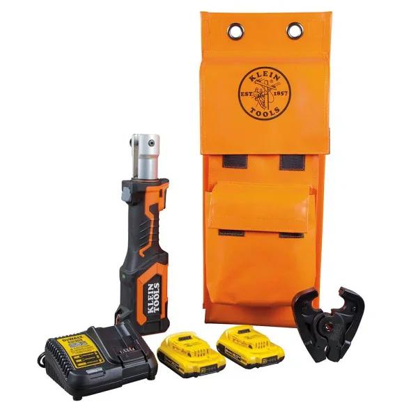 Klein Tools Battery-Operated D3 Groove Cable Crimper Kit with 20V Dewalt Batteries