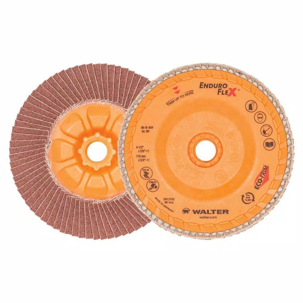 WALTER SURFACE TECHNOLOGIES ENDURO-FLEX 4.5 in. x 5/8-11 in. 80 Grit Zirconium Flap Disc (10-Pack)