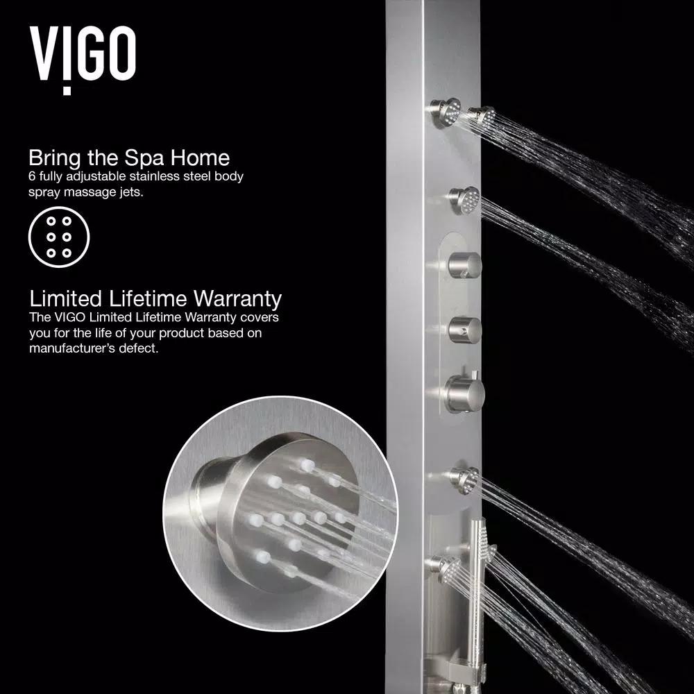 VIGO Dilana 66.875 in. Stainless Steel 6-Jet High Pressure Shower Panel System with Handheld Dual Shower