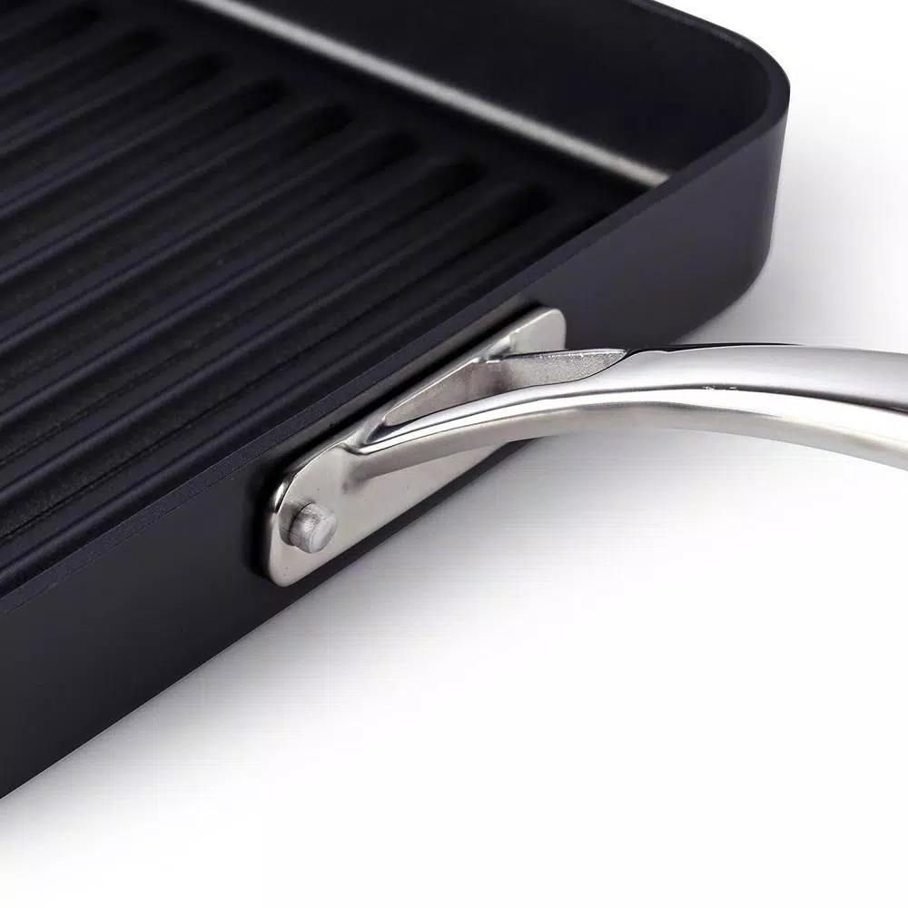 Cooks Standard 11 in. Hard-Anodized Aluminum Nonstick Square Grill Pan, Black