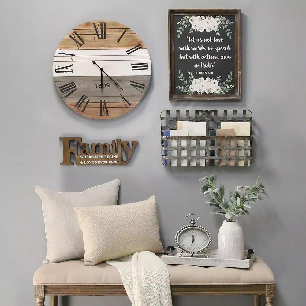 Stratton Home Decor Happiness is Homemade Wood Serving Tray with Metal Handles