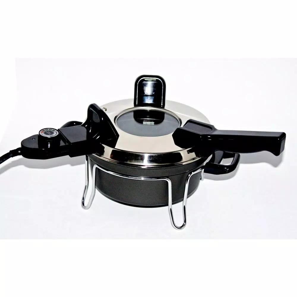 Total Chef Csech 3 Qt. Black Electric Pressure Cooker with Non-Stick Pot and Variable Temperature Control