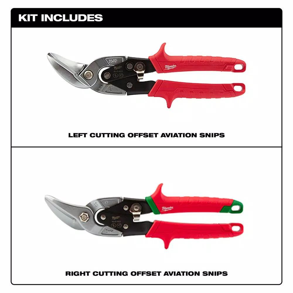 Milwaukee Offset Aviation Snips 2-Pack, Left and Right Handed Set
