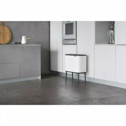 Brabantia Bo 9 Gallon Dual Compartment White Steel Rectangular Touch Bin with Removable Buckets thumbnail 9