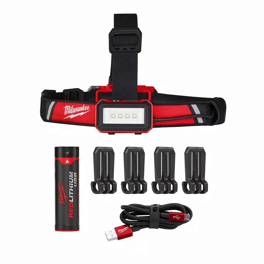 Milwaukee REDLITHIUM USB Rechargeable LED Flood Light and Low-Profile Headlamp 2-Pack
