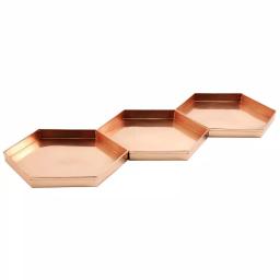 Achla Designs Hexagonal Copper Plated Stainless Steel Decorative Trays, Set of 3 thumbnail 4