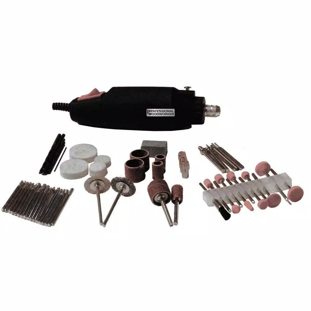 Professional Woodworker 80-Piece Rotary Tool Kit, 12V 16000 RPM Mini Grinder Set