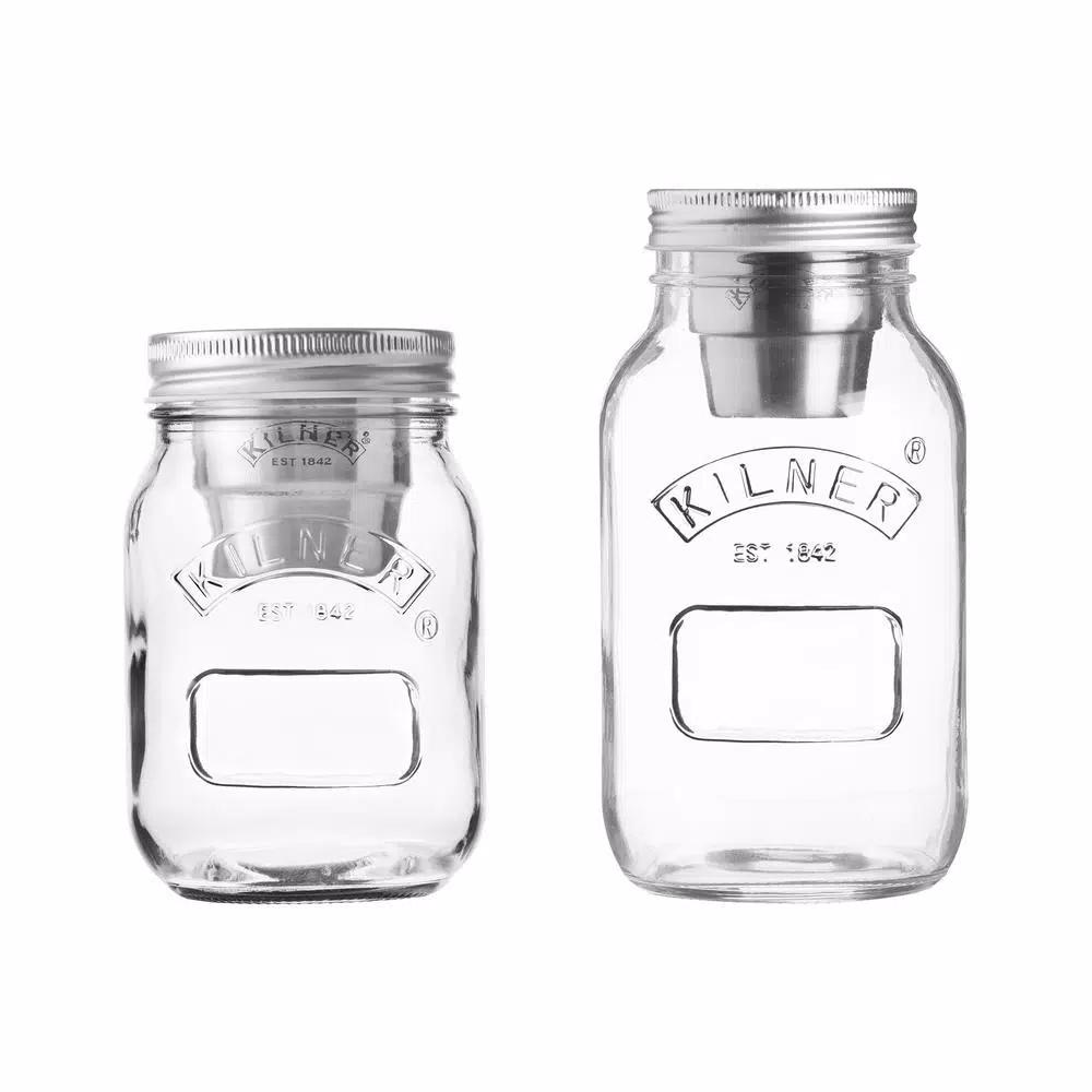 Kilner Glass and Stainless Steel 2-Piece Food & Snack On The Go Set