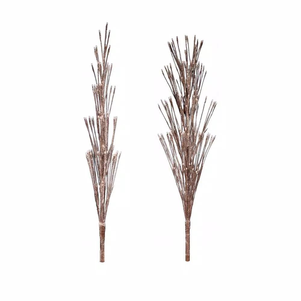 Alpine Corporation 6ft Frosty Flocked Brown Artificial Christmas Tree with Warm White LED Lights
