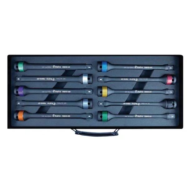 Astro Pneumatic 10-Piece Torque Limiting Aluminum Extension Set, 1/2 in. Drive, Cr-Mo Construction