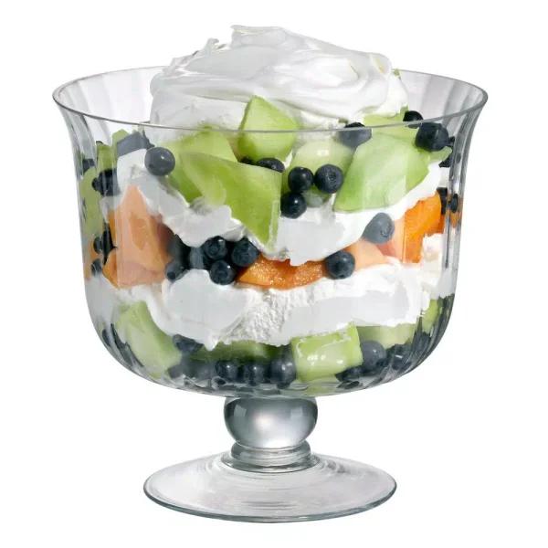 Artland Aspen Optic Glass Trifle Bowl, 120 oz. Footed Dessert Serving Bowl with Gift Box