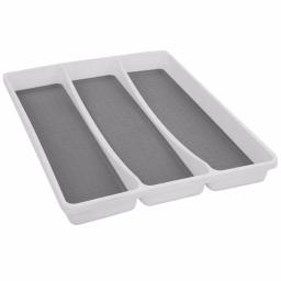 Unbranded White Large Utensil Tray with Rubber Liner, 3 Compartment Cutlery Organizer thumbnail 2