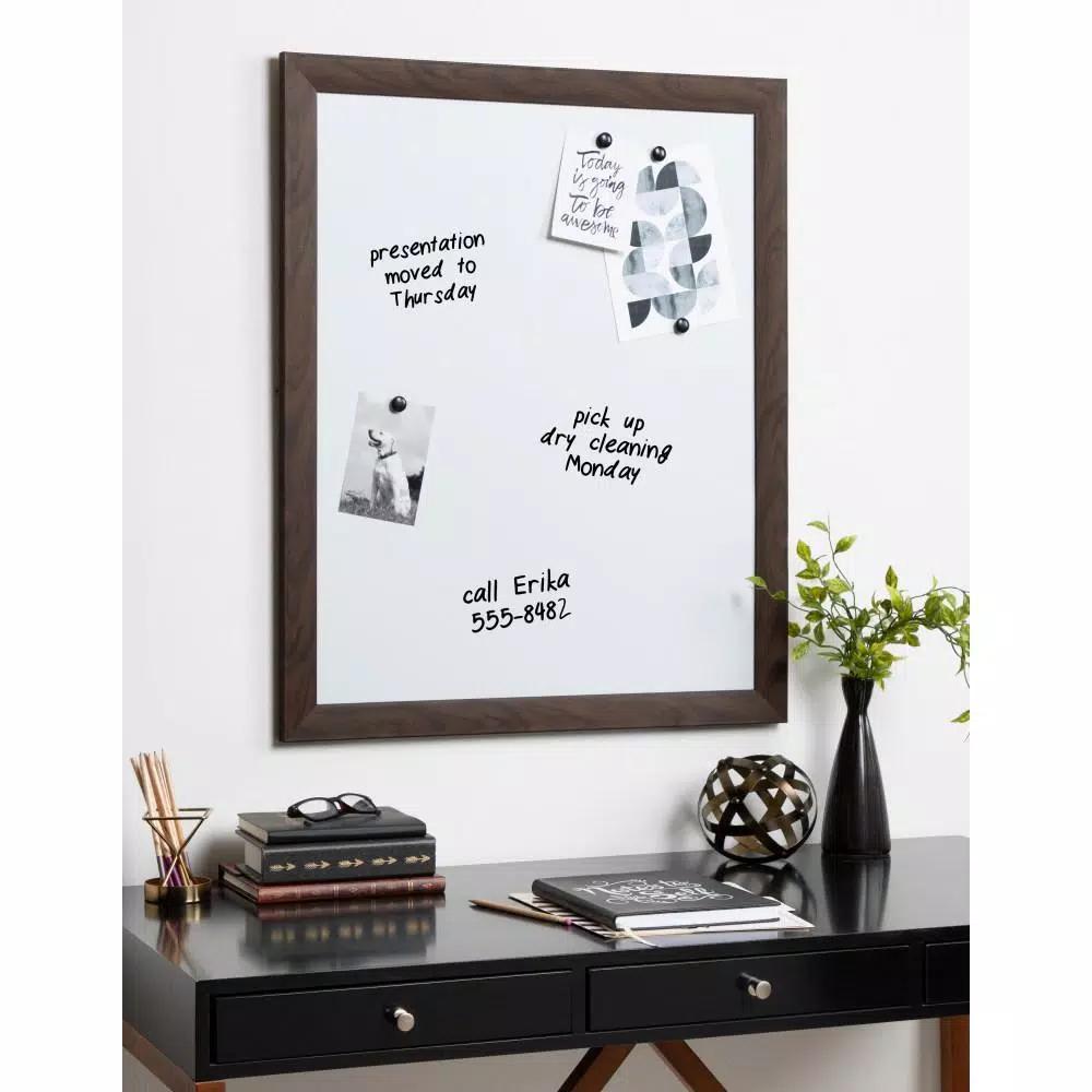 DesignOvation Kate and Laurel Beatrice Walnut Brown Rectangle Magnetic Dry Erase Memo Board