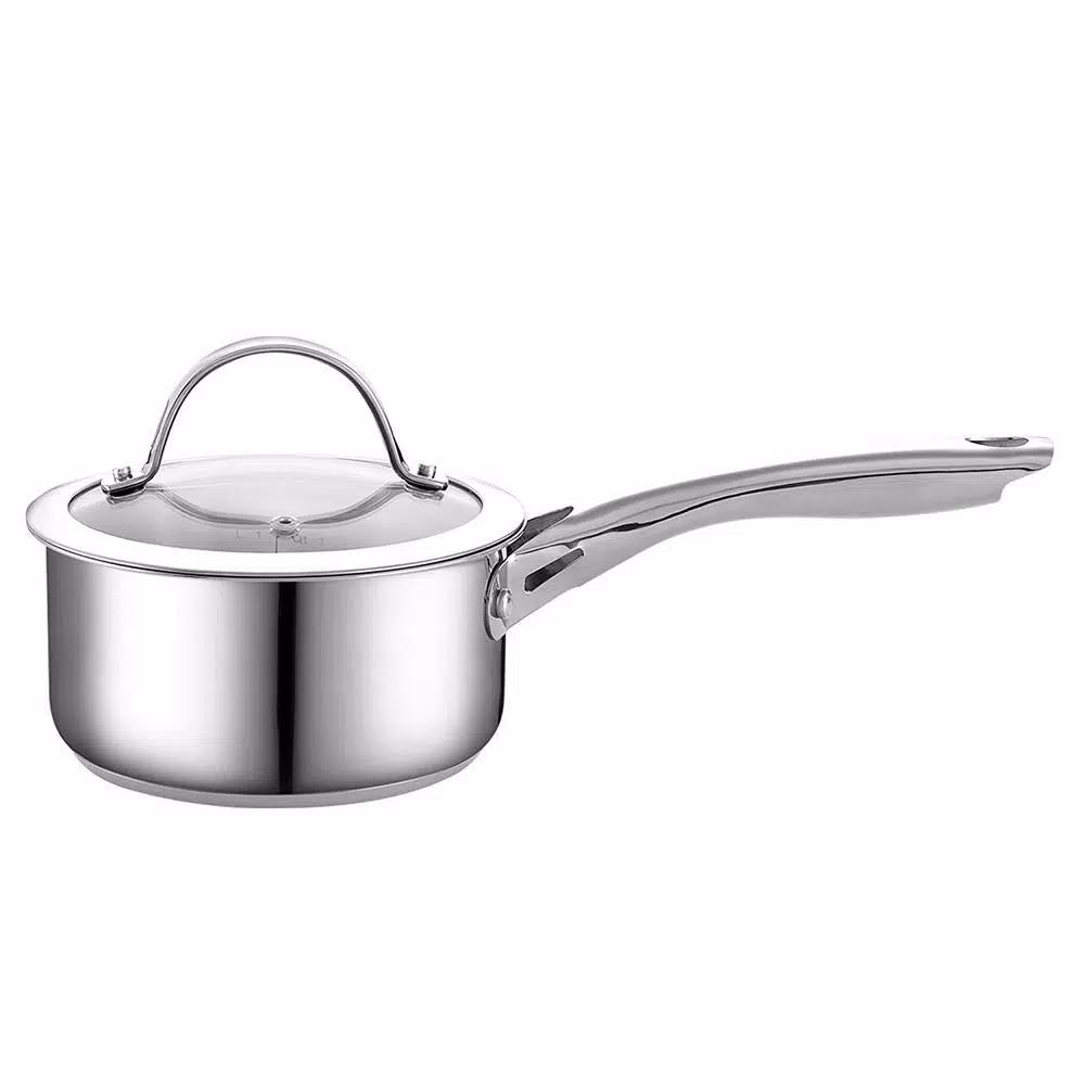 Cooks Standard 1.5 Qt. Stainless Steel Saucepan with Tempered Glass Lid