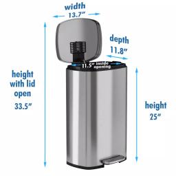 iTouchless SoftStep 8 Gal. Stainless Steel Step Trash Can with Odor Filter and Removable Inner Bucket thumbnail 6