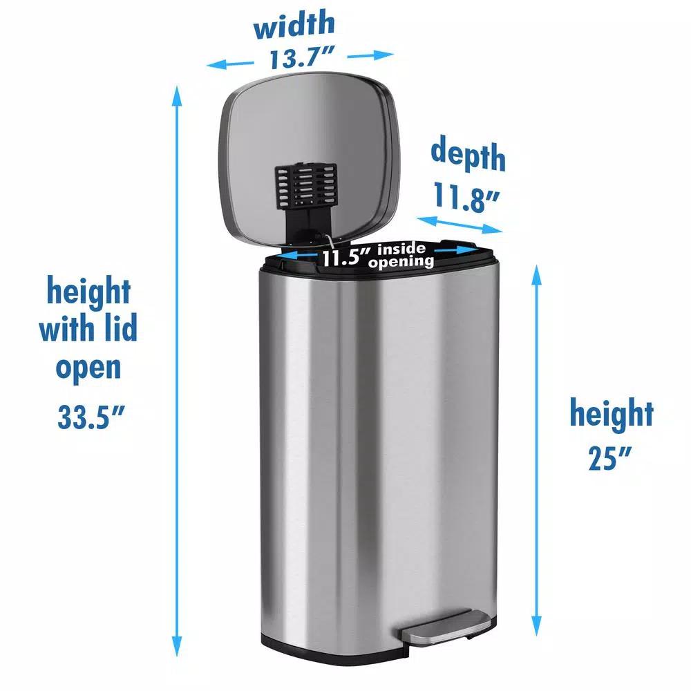 iTouchless SoftStep 8 Gal. Stainless Steel Step Trash Can with Odor Filter and Removable Inner Bucket