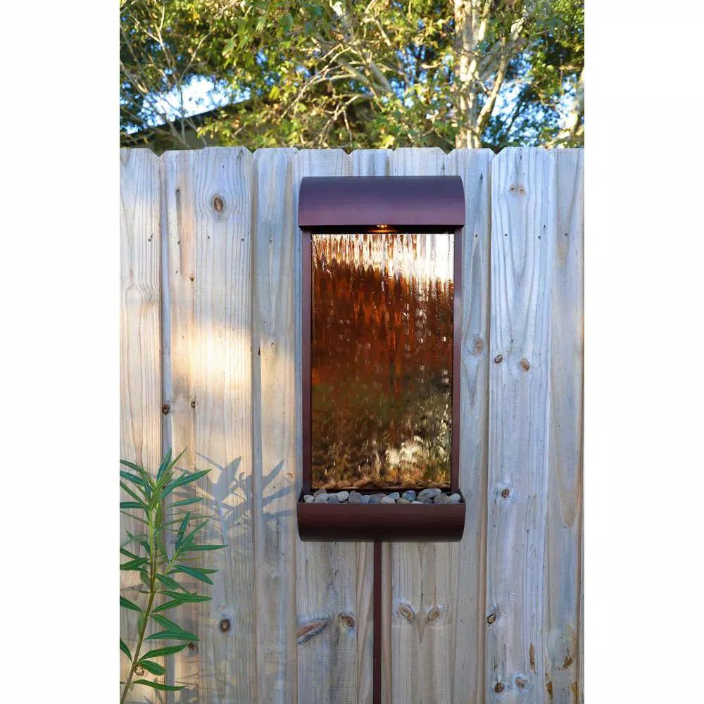 Kenroy Home Vale 33 in. Steel Bronze and Copper Wall Fountain with LED Lighting