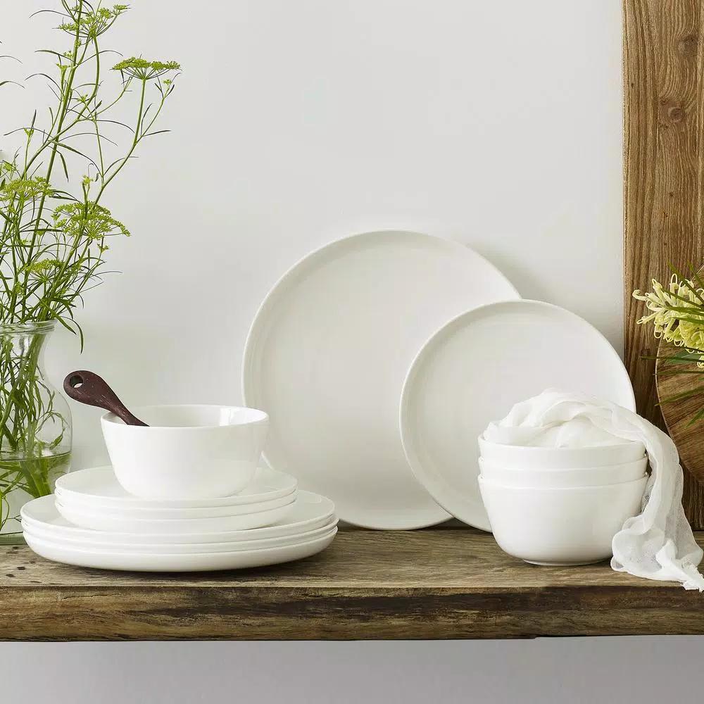 Noritake Marc Newson 12-Piece White Bone China Dinnerware Set, Service for 4