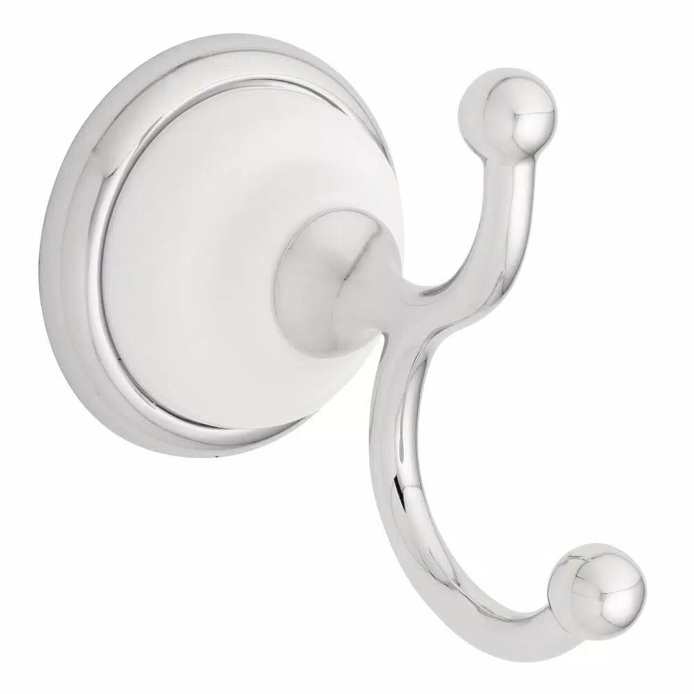 Franklin Brass Bellini Double Robe Hook - Polished Chrome and White