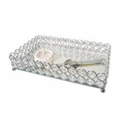 Elegant Designs 10.5 in. Chrome Ellipse Crystal Decorative Mirrored Jewelry and Makeup Vanity Organizer Tray thumbnail 8