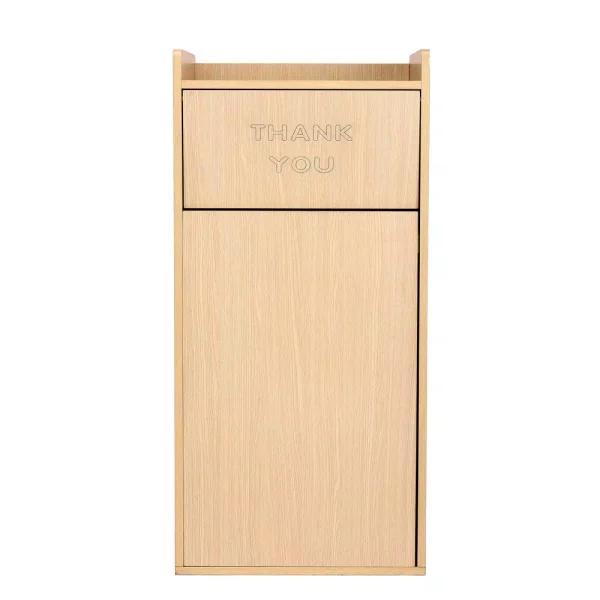 Alpine Industries 40 Gal. Oak Wood Commercial Tray Top Waste Enclosure Trash Can