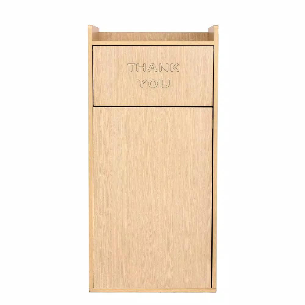 Alpine Industries 40 Gal. Oak Wood Commercial Tray Top Waste Enclosure Trash Can