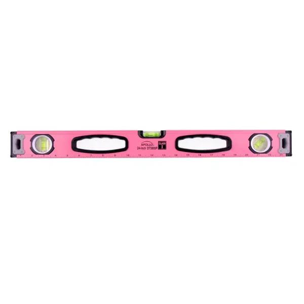 Apollo Tools 24 in. Magnetic Pink Aluminum Level, Horizontal, Vertical, and 45°