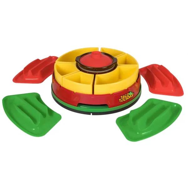 TACO TUESDAY Red Lazy Susan Taco Bar with 16 oz. Removable Warming Pot and 4 Taco Holders