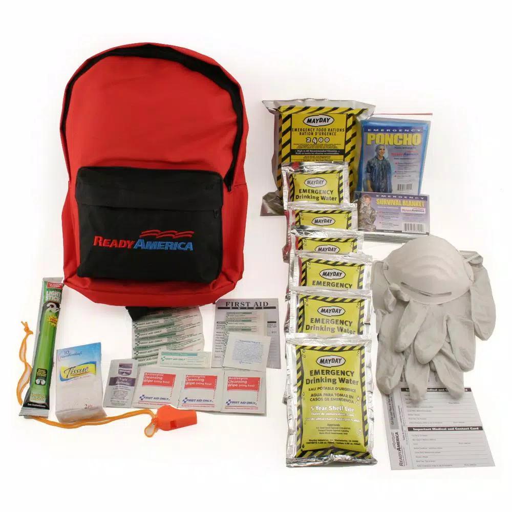 Ready America 1-Person 3-Day Emergency Survival Kit with Backpack - Red Cross Recommended