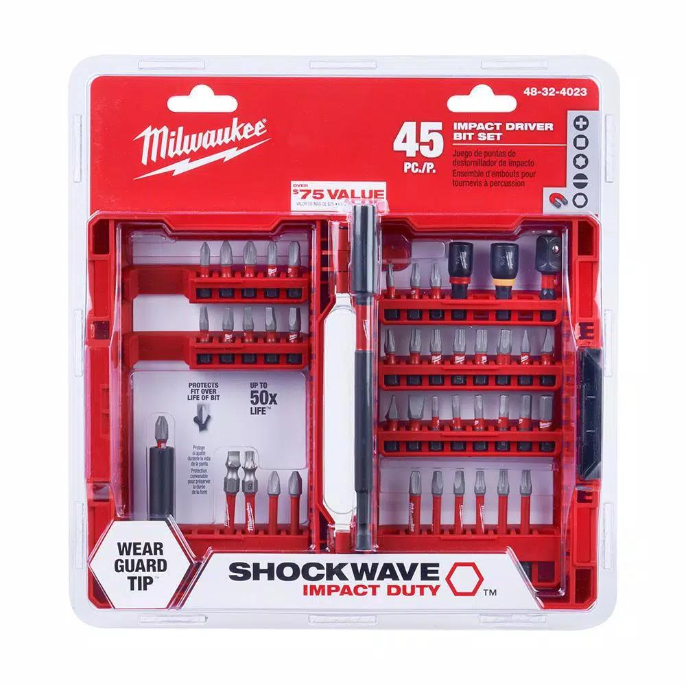 Milwaukee SHOCKWAVE Impact Duty Titanium Drill Bit (15-Pc) & Steel Driver Bit (45-Pc) Set