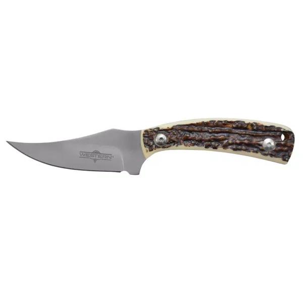 Western Crosstrail 7 in. Fixed Blade Knife, Titanium Bonded 420 Stainless Steel, Stag Handle with Sheath
