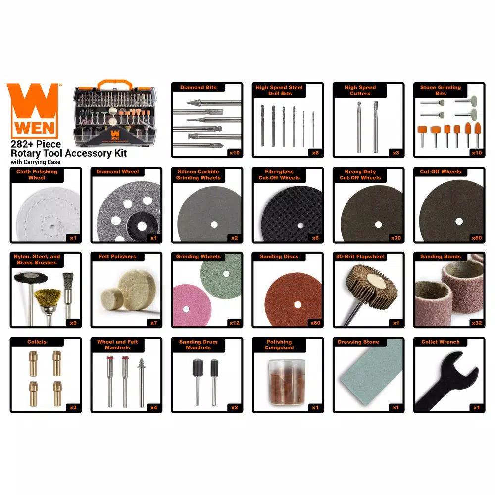 WEN 282-Piece Rotary Tool Accessory Kit with Carrying Case