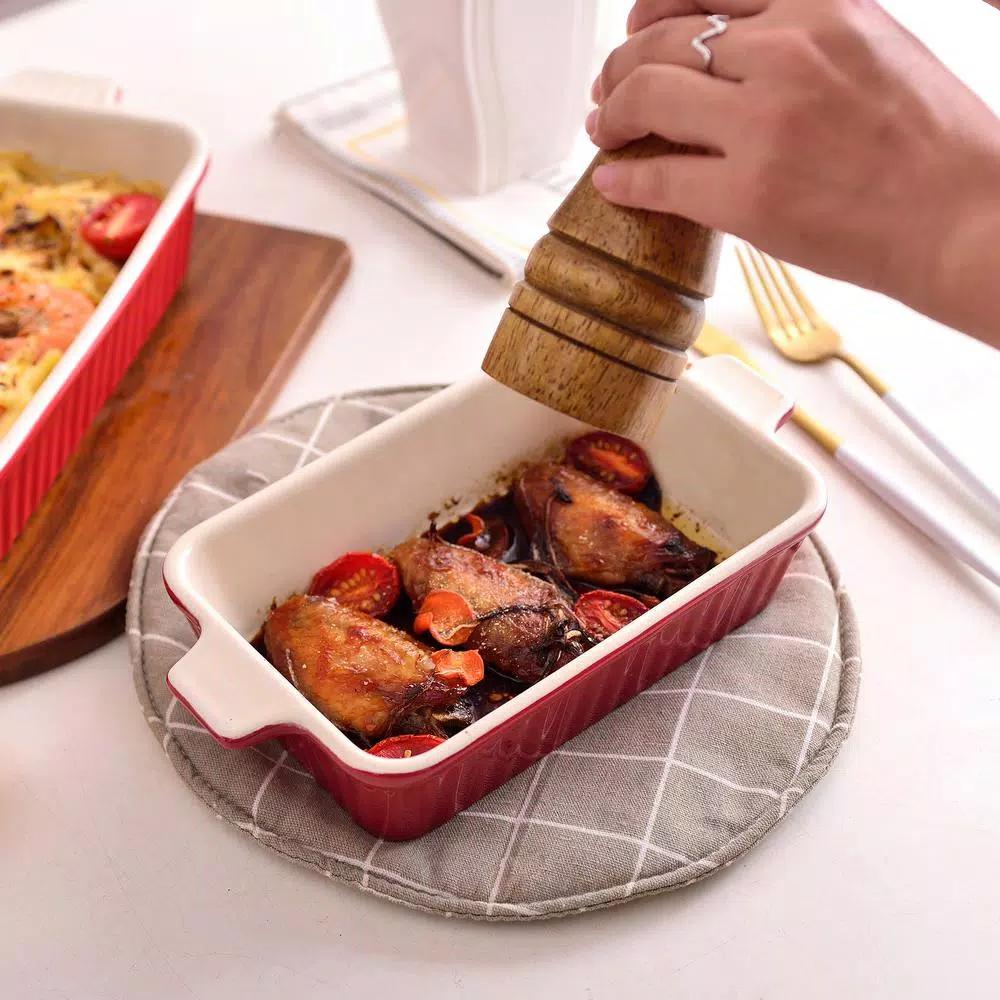 MALACASA Red Porcelain Bakeware Set - 2-Piece Rectangle Ceramic Baking Dishes (9 in. and 11 in.)