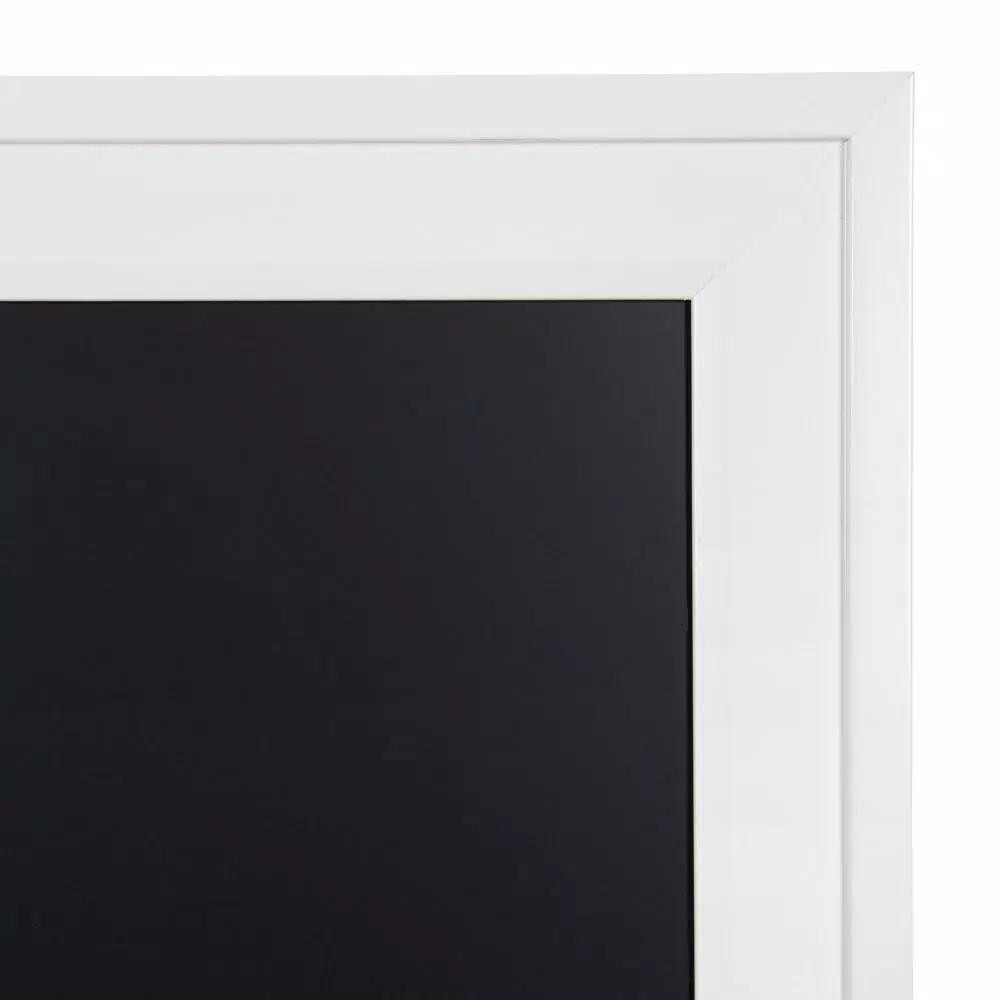 DesignOvation Bosc White Chalkboard Magnetic Memo Board, Square Framed Wall Decor