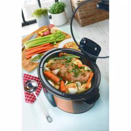 Euro Cuisine 6 Qt. Copper Electric Digital Slow Cooker with Programmable Timer and Hinged Glass Lid thumbnail 6