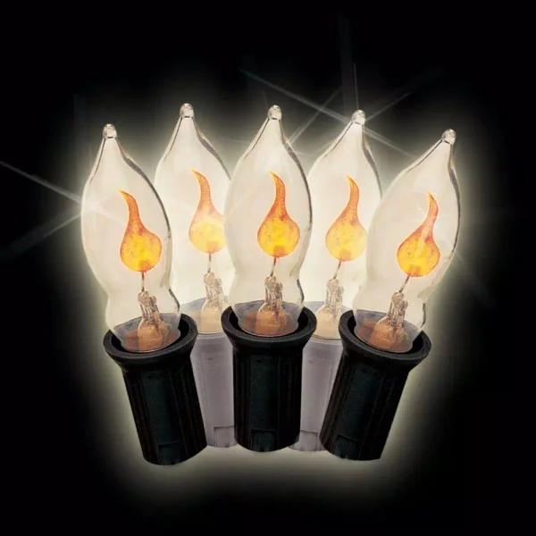 Unbranded Brite Star 7-Light Halloween C7 Flicker Flame Light Set, Yellow Incandescent Bulbs