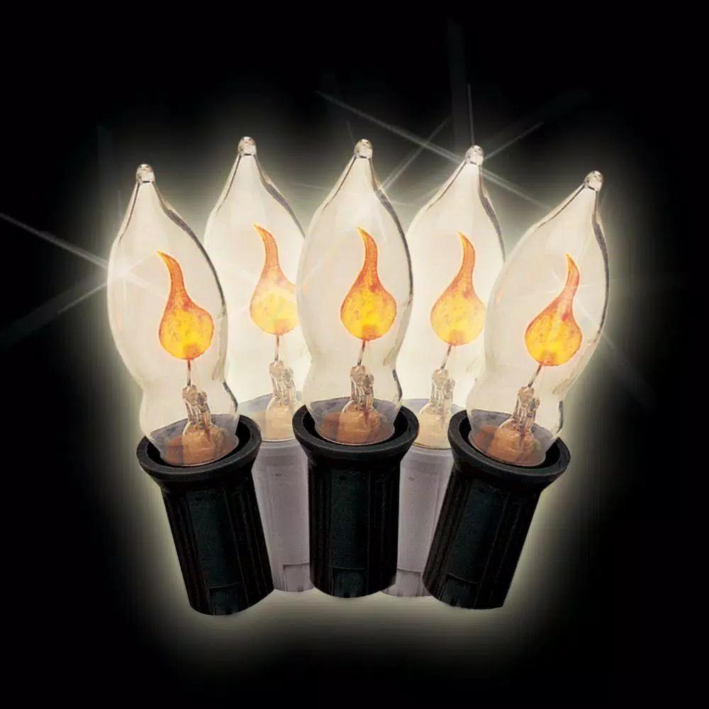 Unbranded Brite Star 7-Light Halloween C7 Flicker Flame Light Set, Yellow Incandescent Bulbs