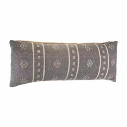 LR Home Embroidered Ethnic Floral Throw Pillow, 14 x 36 in, Gray and Cream Cotton thumbnail 2
